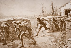 Britiske tropper tager en chance og løber gennem rummet styret af fjendens ild af English School